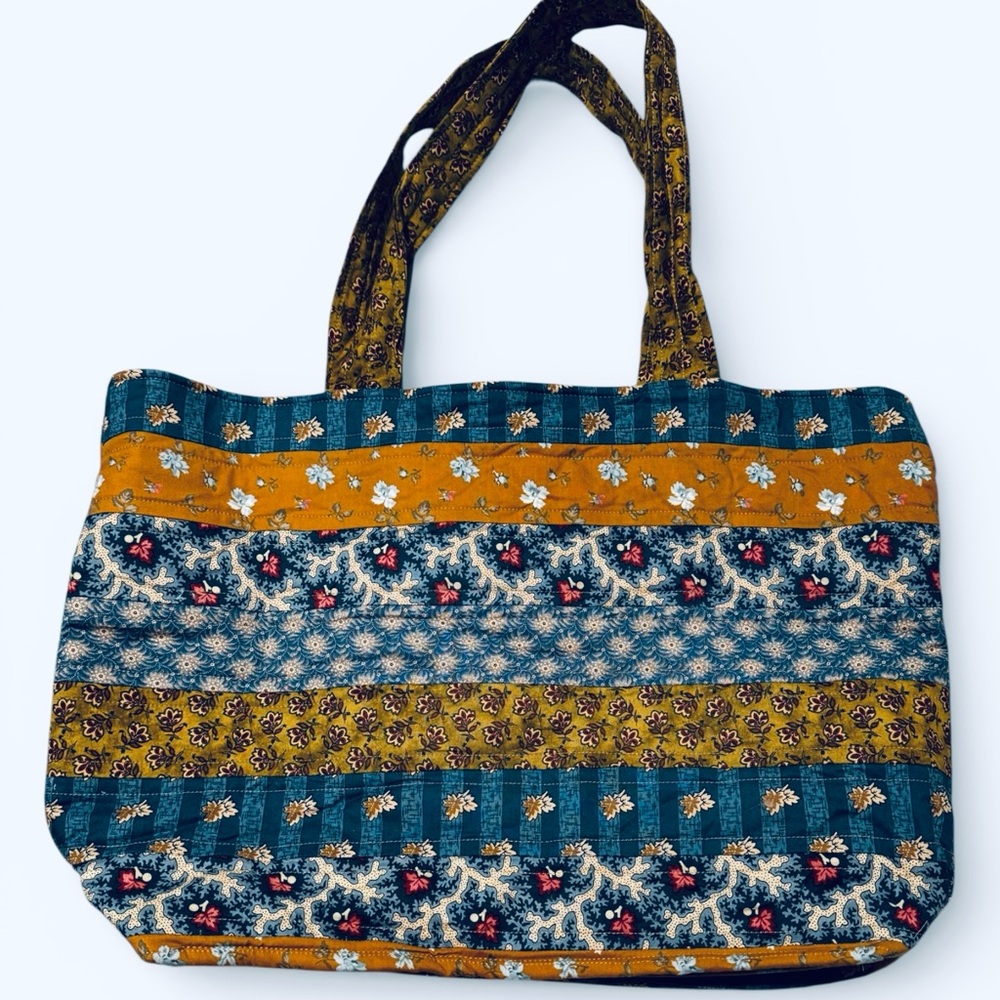 Unique Quilted Patchwork Tote Bag, Boho Floral Ar… - image 1